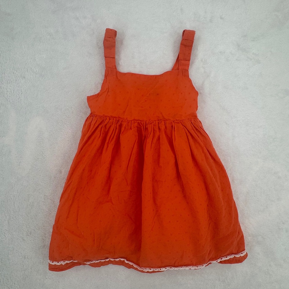 Sigrid Olsen Kids Orange Swiss Dot Lace Trim Dress Size 5 Sleeveless Sun Dress